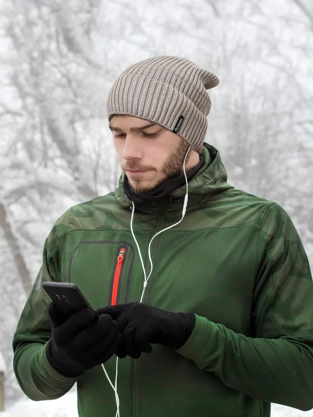 Unisex Gray Camel Warm Knit Winter Pull-On Cuffed Beanie Classic Ski Skull Cap - Picture 3 of 6